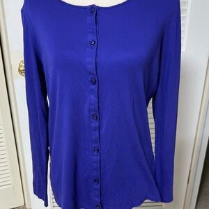 Lands End Cotton Rayon Purple Cardigan Small Very Soft